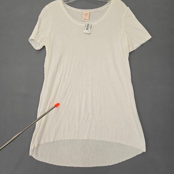 Freeloader White Shirt Tee NEW Grunge Raw Hem Short Sleeves Scoop Neck Women's S - Picture 13 of 13